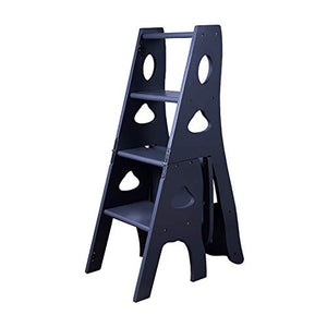 QDY 4-Step Convertible Folding Library Ladder Chair - Multifunctional Climbing Stool