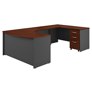 Bush Business Furniture Series C 60W Right Handed Bow Front U Shaped Desk with Mobile File Cabinet in Hansen Cherry