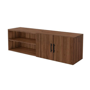 UPLIFTDESK MoPac Credenza (Walnut) - Black Handles, Black Base, Gray Cushion