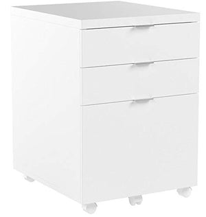 Eurø Style Gilbert High Gloss Lacquered Mobile Filing Cabinet, White