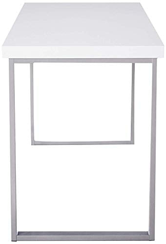 Monarch Specialties Computer Desk - Modern Contemporary Style - Home & Office Laptop Table Metal Legs - 48" L (White - Silver Metal)