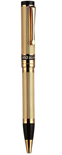 Xezo Tribune 18 Karat Gold Layered Diamond-Cut Ballpoint Pen. Weighty and Balanced, Limited Edition (Tribune 18K Gold B)