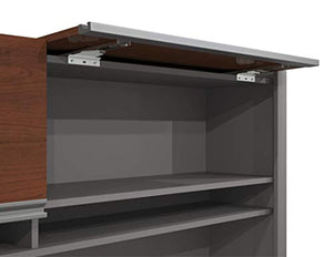 Bestar L-Shaped Desk with lateral File Cabinet and Hutch - Connexion