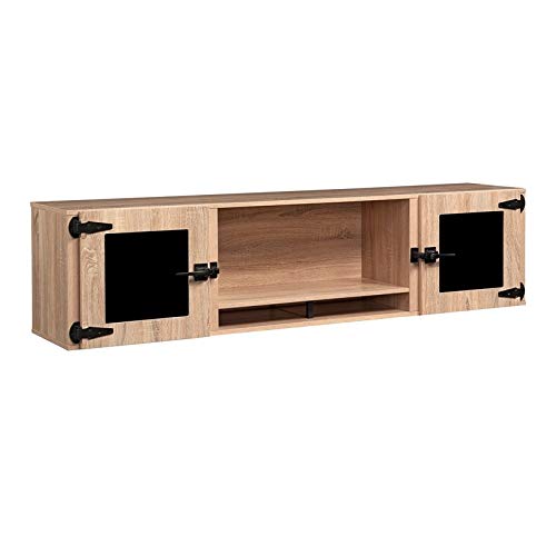 Mirella 72" Wall Mounted Hutch with Glass Doors in Sand Dune