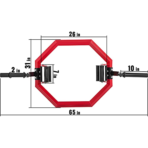 VEVOR Barbell Olympic Super Trap Bar, Hex Bar, Shrug Bar, Deadlift Bar,Red