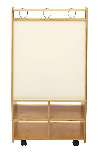 Childcraft 298694 Mobile Magnetic Dry-Erase Easel, Double-Sided, 24-3/4" x 16" x 46", Natural Wood Tone/White
