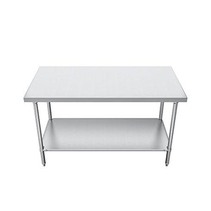 Elkay Foodservice Chef's Choice Work Table, 30"X72" OA, 36" Working Height, Flat Top, Stainless Undershelf, Turned Down Table Edge, Stainless Legs With Adjustable 1" Feet, 16 Gauge 300 Series Stainless Steel, NSF Certified