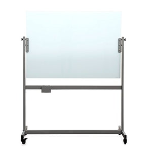 U Brands Magnetic Glass Dry Erase Board, for Use with High Energy Magnets, Double-Sided Rolling Easel, 47" x 35", White Frosted Surface, Frameless