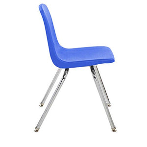 FDP 18" School Stack Chair, Stacking Student Seat with Chromed Steel Legs and Nylon Swivel Glides; for in-Home Learning, Classroom or Office - Blue (5-Pack), 10371-BL