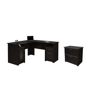2 Piece Office Set with Filing Cabinet and Desk in Espresso Oak-Home office furniture sets-Computer desk-Home office desks-Desk with drawers-Storage cabinet-Home office desk-Home office furniture set