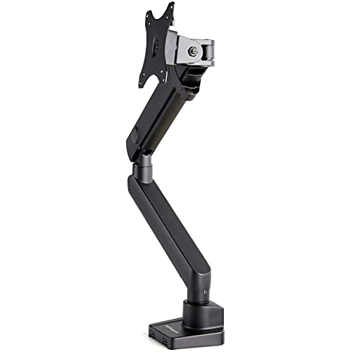 StarTech.com Desk Mount Monitor Arm with 2X USB 3.0 Ports - Slim Full Motion Adjustable Single Monitor VESA Mount up to 8kg Display - Ergonomic Articulating Arm - Desk Clamp/Grommet (ARMSLIM2USB3)