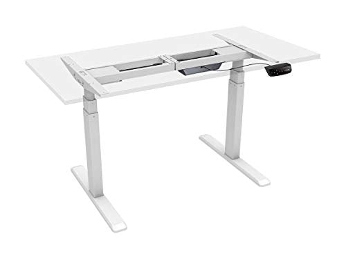 Monoprice Height Adjustable Sit Stand Riser Table Desk Frame - White with Electric Dual Motor, Compatible with Desktops from 43 Inches Up to 87 Inches Wide - Workstream Collection