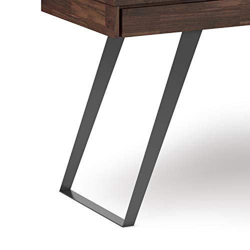 SIMPLIHOME Lowry SOLID WOOD and Metal Modern Industrial 72 inch Wide Home Office Desk, Writing Table, Workstation, Study Table Furniture in Distressed Charcoal Brown