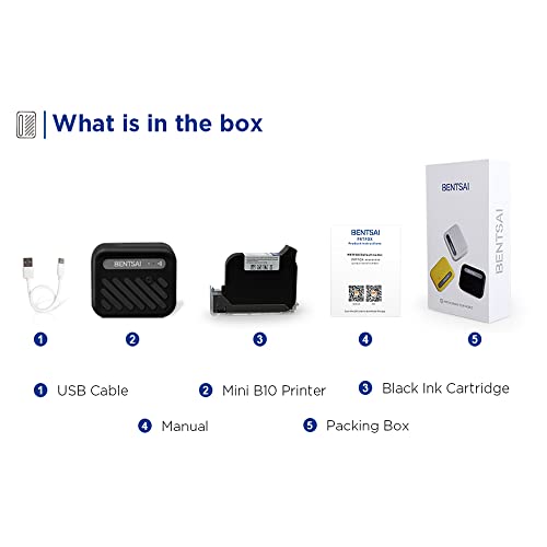 BENTSAI B10 Mini Handheld Printer Mobile Printer Wirless WiFi Printer with iOS/Android APP (Yellow) for DIY Printing T-Shirt Printing QR-Code Barcode Production Date Logo Batch Series Number