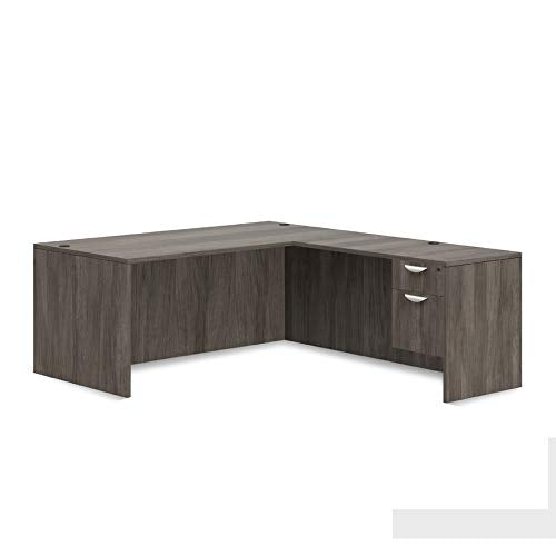 GOF 3 Person Separate Workstation Cubicle (5'D x 19.5'W x 4'H) / Office Partition, Room Divider (Desk Only, Artisan Grey)