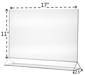 Marketing Holders Displays Sign Holder Premium Clear Acrylic Menu & Brochure Stand Double Sided & Top Loading Ad Frame For Restaurants, Office, Tabletop, Leaflets & More 17"w x 11"h Qty 24