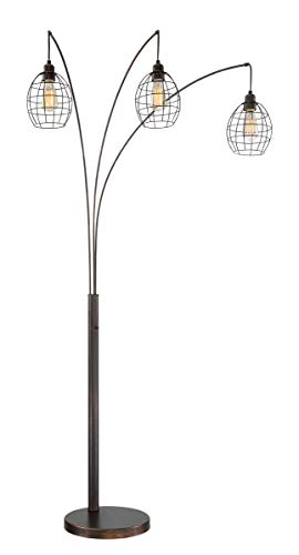 3-Lite Arch Lamp in Copper with Bronze Shade