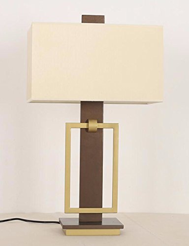 CJSHVR-Modern Chinese ring button desk lamp, metal fabric table lamp, hotel dining room, living room, bedroom lamp, study desk lamp, picture color 650MM