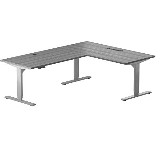 PROGRESSIVE AUTOMATIONS Desk L Shaped Standing Desk 78"" x60, Corner Standing Desk Adjustable Height, sit Stand Home Office Desk Electric - Corner Ryzer, Veranda Teak