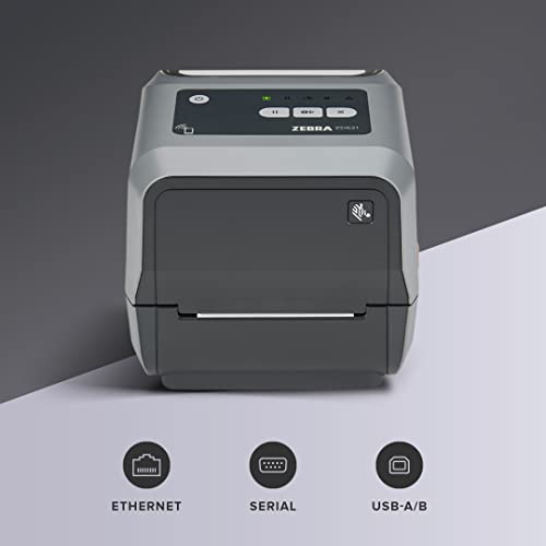 Zebra ZD621 Thermal Transfer Desktop Printer 300 dpi Print Width 4 inch USB Serial Ethernet ZD6A043-301F00EZ
