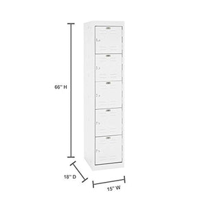 BUDDY Products Sandusky Lee 5 Tier Welded Storage Locker, 66" Height, White (LF5H151866-22BP)