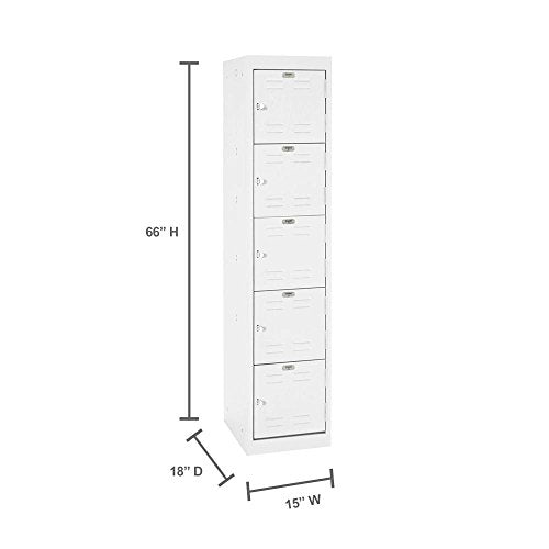 BUDDY Products Sandusky Lee 5 Tier Welded Storage Locker, 66" Height, White (LF5H151866-22BP)