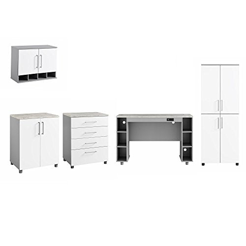 SystemBuild 7472403COM Latitude 4 Door Base Cabinet 4 Drawer, White