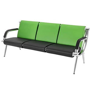 SHOUMANUAL Office Reception Sofa Set, 3-Seat PU Leather Waiting Room Bench - Green