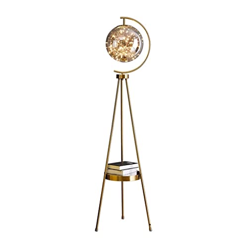 LED Glass Floor Lamp Personality Round Ball Tripod Storage Standing