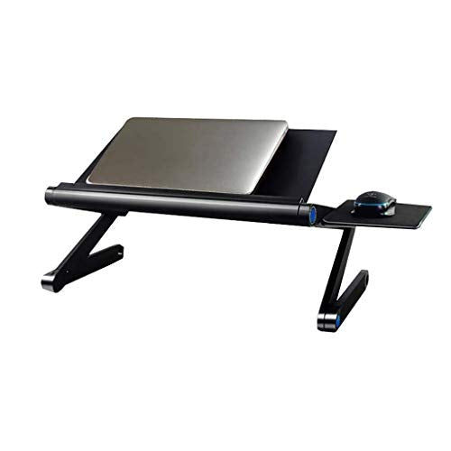 WPHPS Black Folding Computer Table, Lazy Laptop Computer Table Can Be Raised and Lowered Multifunctional Folding Mobile Learning Bed Table