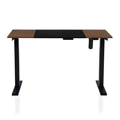 Furniture of America Grant Two-Tone Height Adjustable Electric Office Desk, 47.25-inch, Black and Walnut