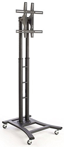 Mobile TV Stand with Wheels for LCD, Plasma or LED Monitors Between 32 and 65 inches, Height-Adjustable - Black