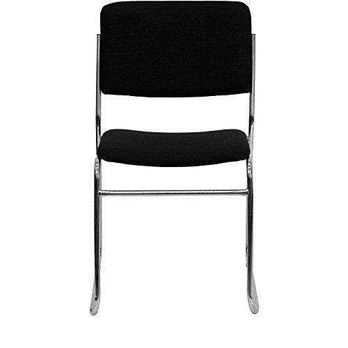 Flash Furniture 5 Pk. HERCULES Series 1000 lb. Capacity Black Fabric High Density Stacking Chair with Chrome Sled Base