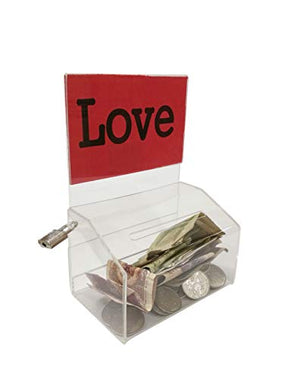 FixtureDisplays® 24PK 5"W x 7.3"H x 3.5"D Clear Box Locking Fundraising Charity Donation Box with Sign Clear Acrylic PIGGYBANK TIP 14705-24PK-NF