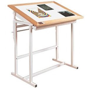 Oak Trimed Adjustable Steel Light Table - Alva-Trace (36 in. L x 48 in. W)