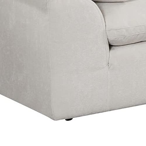 Generic Modular Wedge with Loose Seat and Back Cushion - White Solid Modern Contemporary Fabric Wood