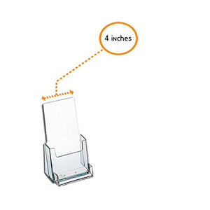 Source One Premium Counter Top Acrylic Clear Brochure Holder with Business Card Holder 4 Inch Wide (S1-CT-TRIWBC) (60 Pack)