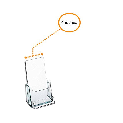 Source One Premium Counter Top Acrylic Clear Brochure Holder with Business Card Holder 4 Inch Wide (S1-CT-TRIWBC) (60 Pack)