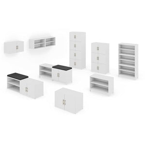 UPLIFTDESK MoPac Stacked Storage (White) - 5 Cabinets High, Brushed Nickel Handles