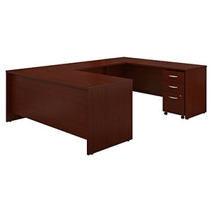 Bush Business Furniture Series C U Shaped Desk with Mobile File Cabinet, 72W x 30D, Mahogany