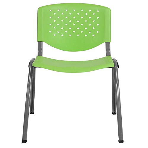 Contemporary Versatile Stacking Chairs Commercial Grade Material Ergonomically Contoured Perforated Back Design Durable Titanium Powder Coated Frame Office Home Furniture - Set of 10 Green #2173