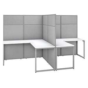 Bush Business Furniture Easy Office 2 Person L Shaped Cubicle Desk Workstation, 60W x 66H, Pure White