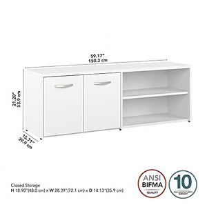 Bush Business Furniture HYS160WH-Z Hybrid Low Storage Cabinet, White