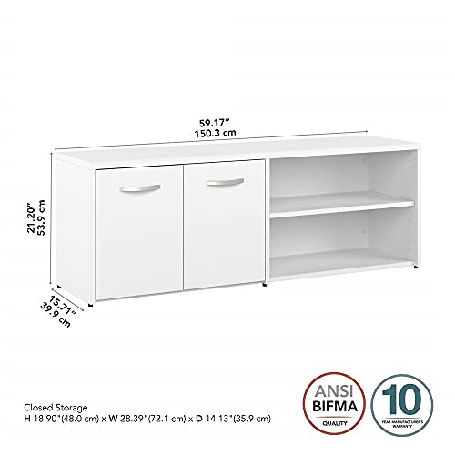 Bush Business Furniture HYS160WH-Z Hybrid Low Storage Cabinet, White