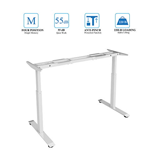 Sunon Electric Standing Desk Ergonomic Height Adjustable W/Dual Motor Stand UP Desk Frame Sit to Stand Desk Base for 47 to 71 inch Table Top (White)