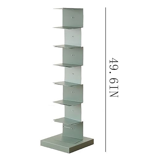PIcube All Metal Invisible Book Tower Heavy Duty Spine Bookshelf White 5 Shelf