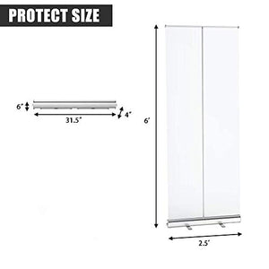 AOUSTHOP Floor Standing Sneeze Guard(4 Pack), Pull-Out Banner Clear Screen Shield,Full Tarp Portable Banner with Wide Base for Office, Stores, Restaurant Classroom