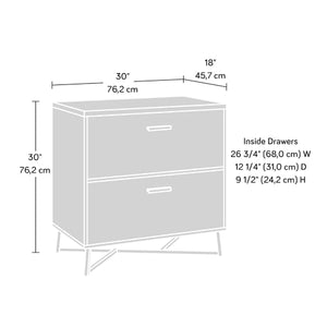 Sauder Brew Oak 2-Drawer Lateral File Cabinet, 30" x 17.99" x 30