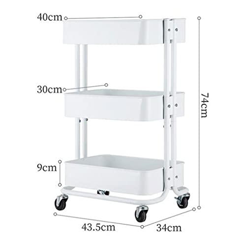 VejiA 3 Tier Rolling Metal Utility Cart with Wheels