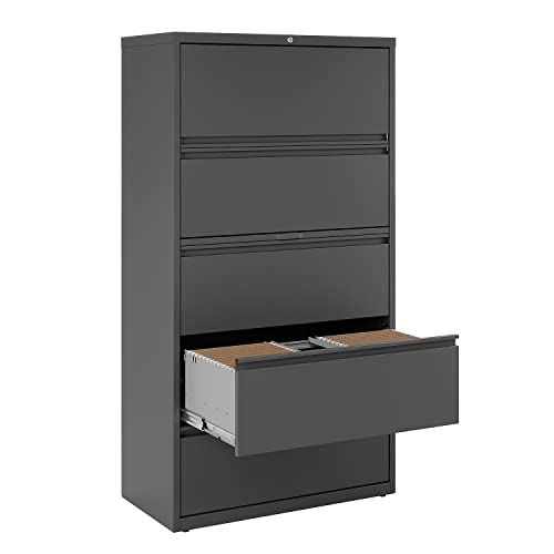 Lorell Fortress Lateral File Cabinet, 36x18-5/8x67-11/16", Charcoal